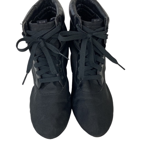 Adidas SLVR Black Wedge Lace Up Bootie Sneaker - Picture 2 of 16